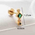 Green / 1 Piece Simple Series  Square&Round Titanium Steel   Gold Color Zircon Women's Dangle Earrings 